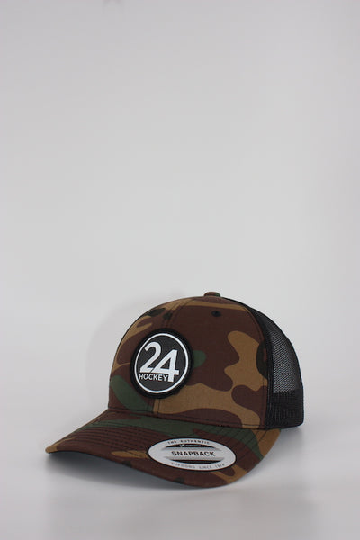 24 Hockey Curved Camo Trucker Hat